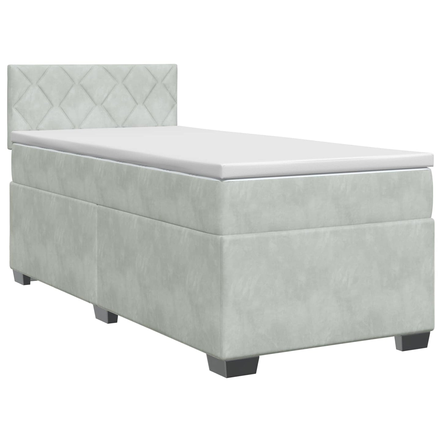 Boxspringbett mit Matratze Hellgrau 80 x 200 cm Samt