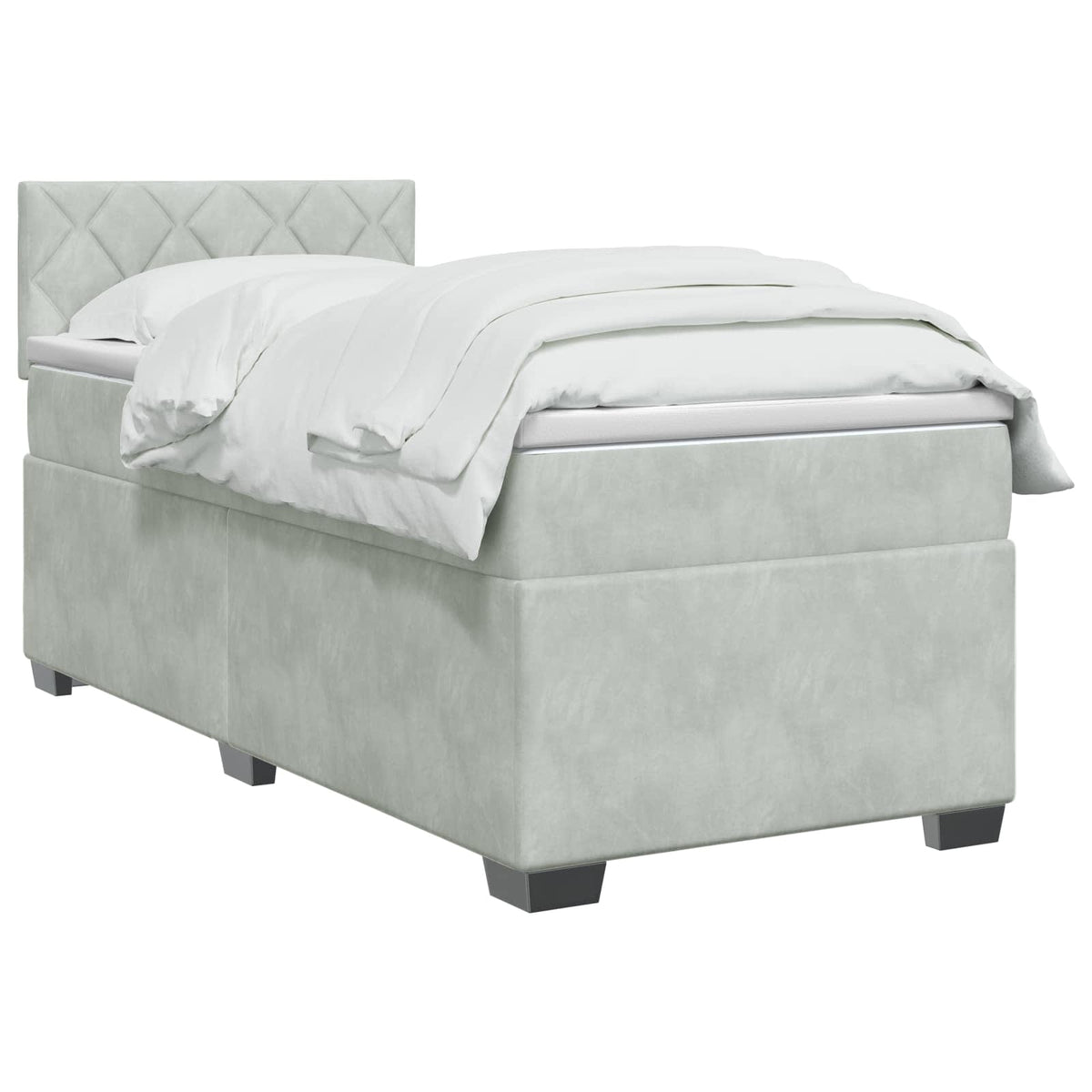 Boxspringbett mit Matratze Hellgrau 90 x 190 cm Samt