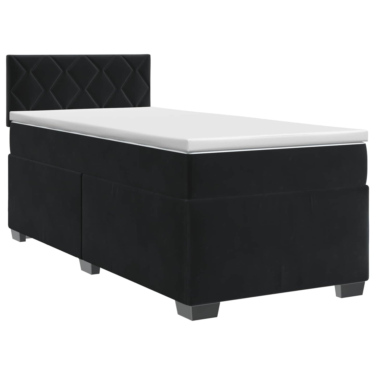 Boxspringbett mit Matratze Schwarz 90 x 200 cm Samt