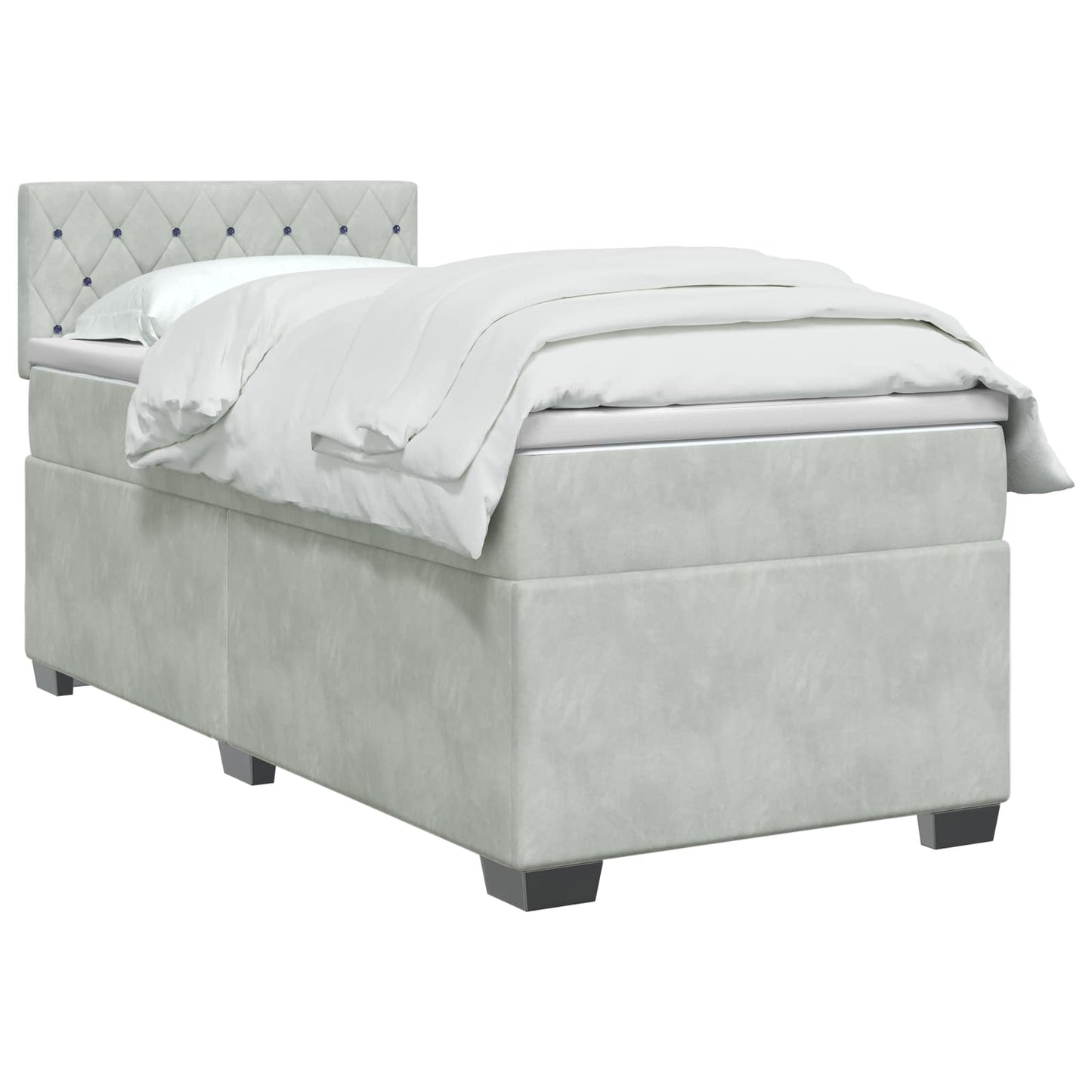 Boxspringbett mit Matratze Hellgrau 100 x 200 cm Samt