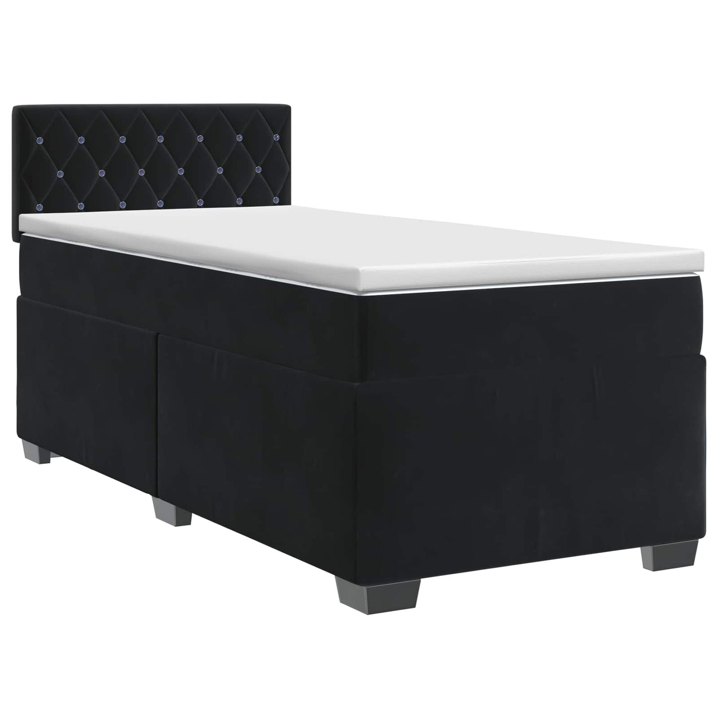 Boxspringbett mit Matratze Schwarz 100 x 200 cm Samt