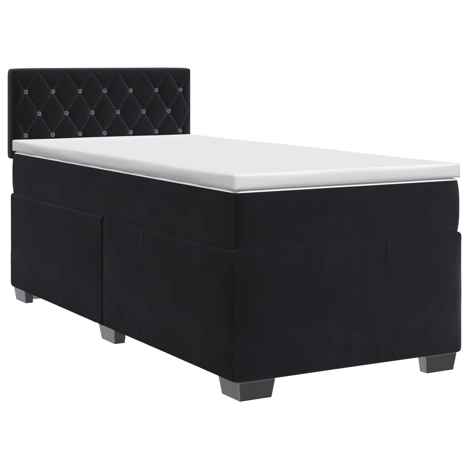 Boxspringbett mit Matratze Schwarz 100 x 200 cm Samt