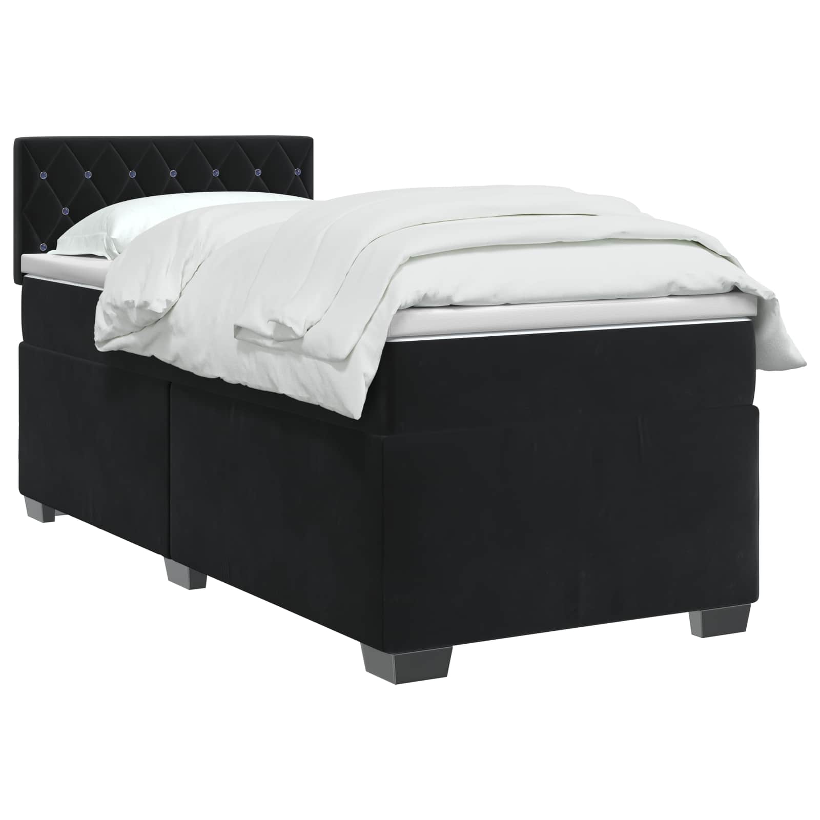Boxspringbett mit Matratze Schwarz 100 x 200 cm Samt