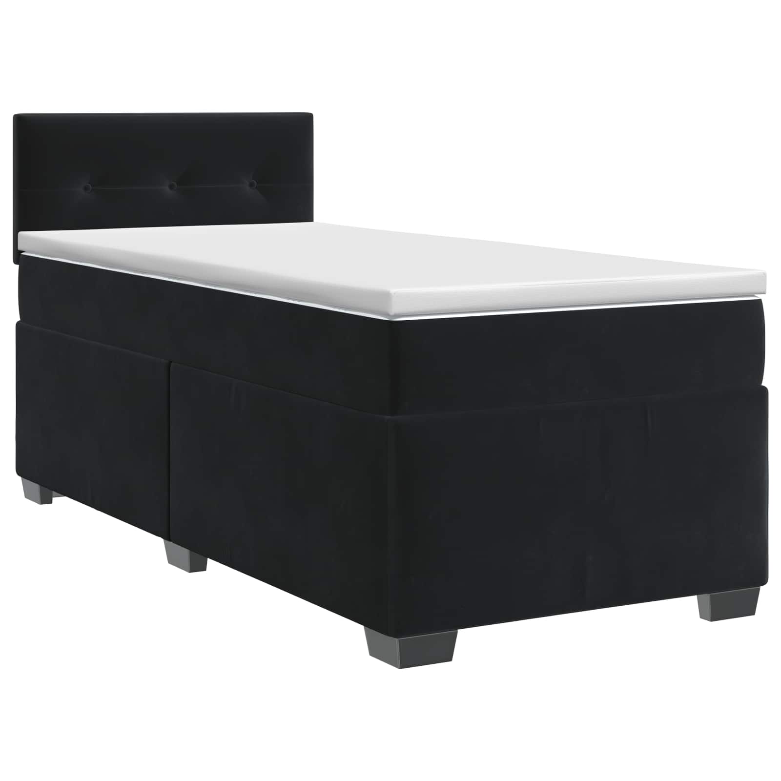 Boxspringbett mit Matratze Schwarz 100 x 200 cm Samt