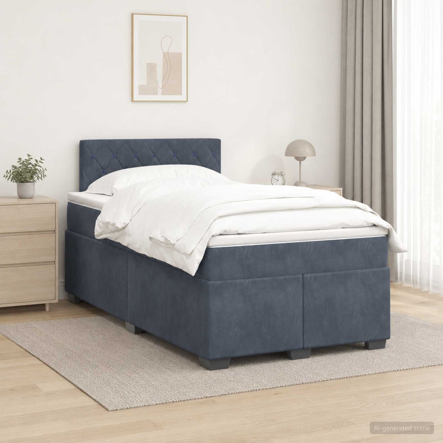 Boxspringbett mit Matratze Dunkelgrau 120 x 190 cm Samt