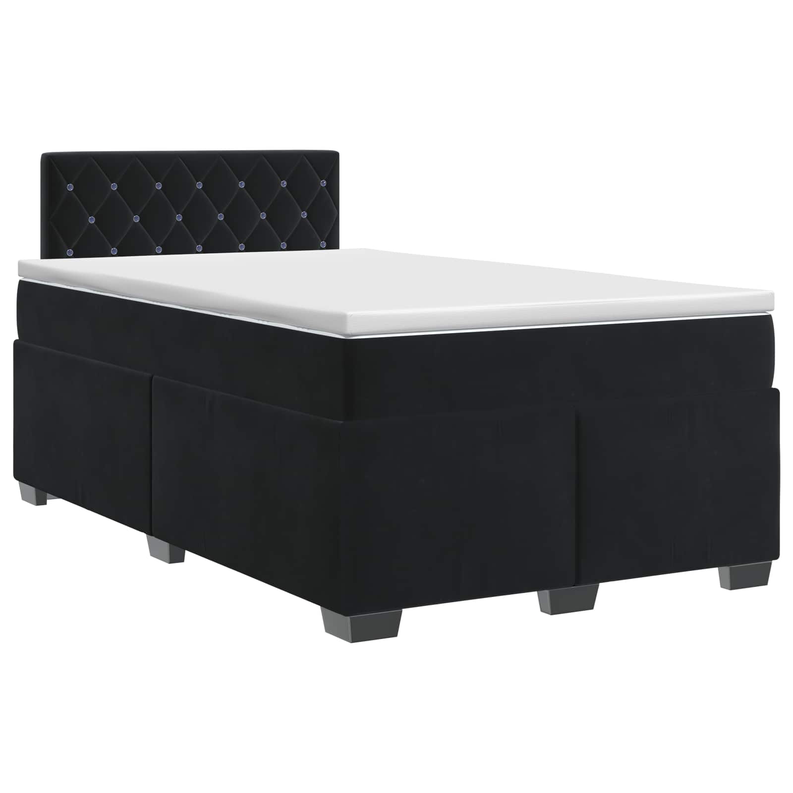 Boxspringbett mit Matratze Schwarz 120 x 190 cm Samt