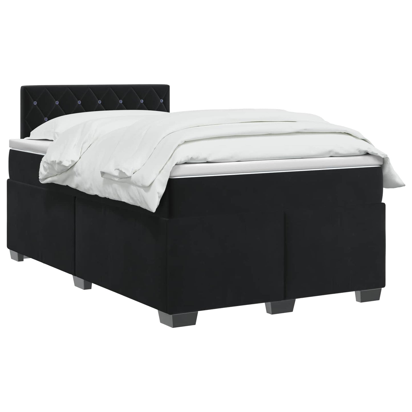Boxspringbett mit Matratze Schwarz 120 x 190 cm Samt