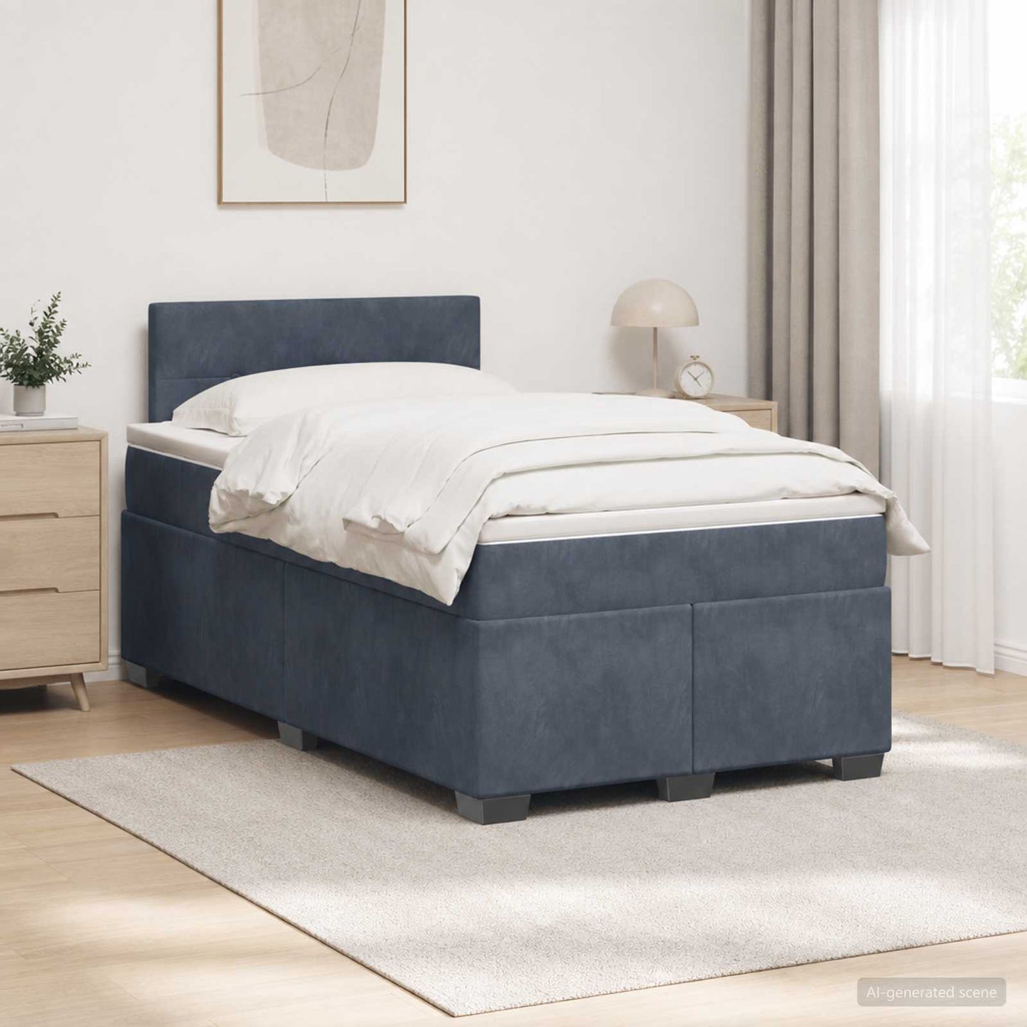 Boxspringbett mit Matratze Dunkelgrau 120 x 190 cm Samt