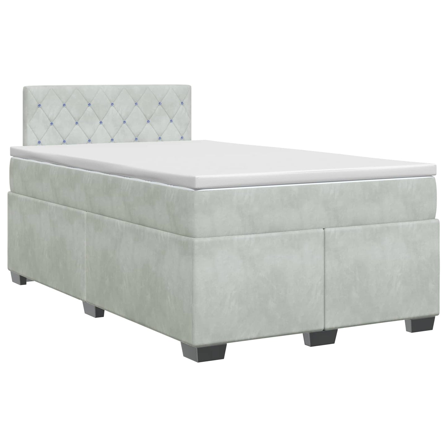 Boxspringbett mit Matratze Hellgrau 120 x 200 cm Samt