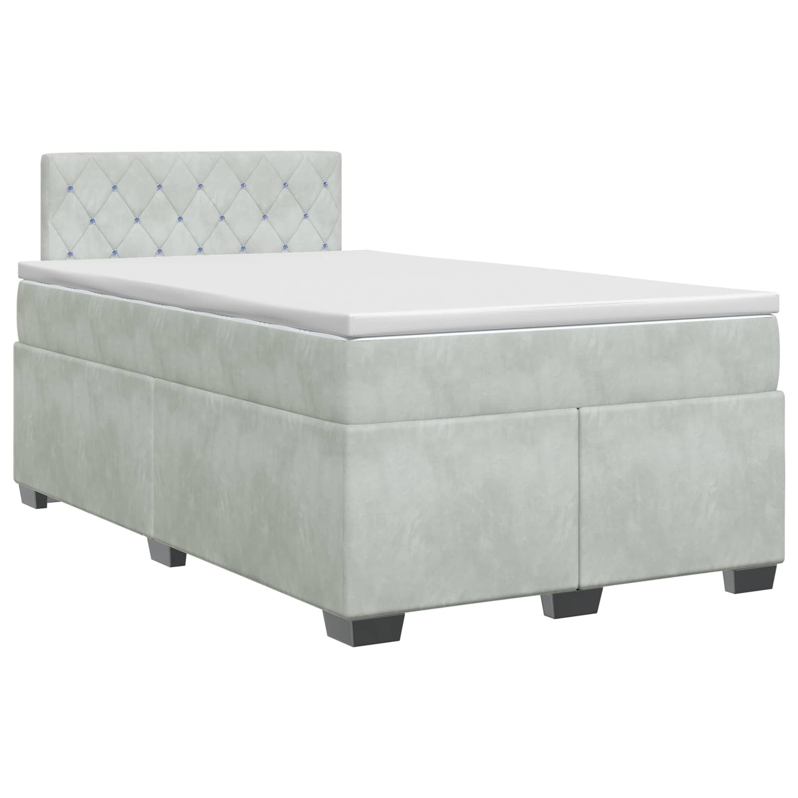 Boxspringbett mit Matratze Hellgrau 120 x 200 cm Samt