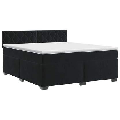 Boxspringbett mit Matratze Schwarz 140 x 190 cm Samt