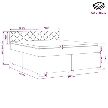 Boxspringbett mit Matratze Schwarz 140 x 190 cm Samt