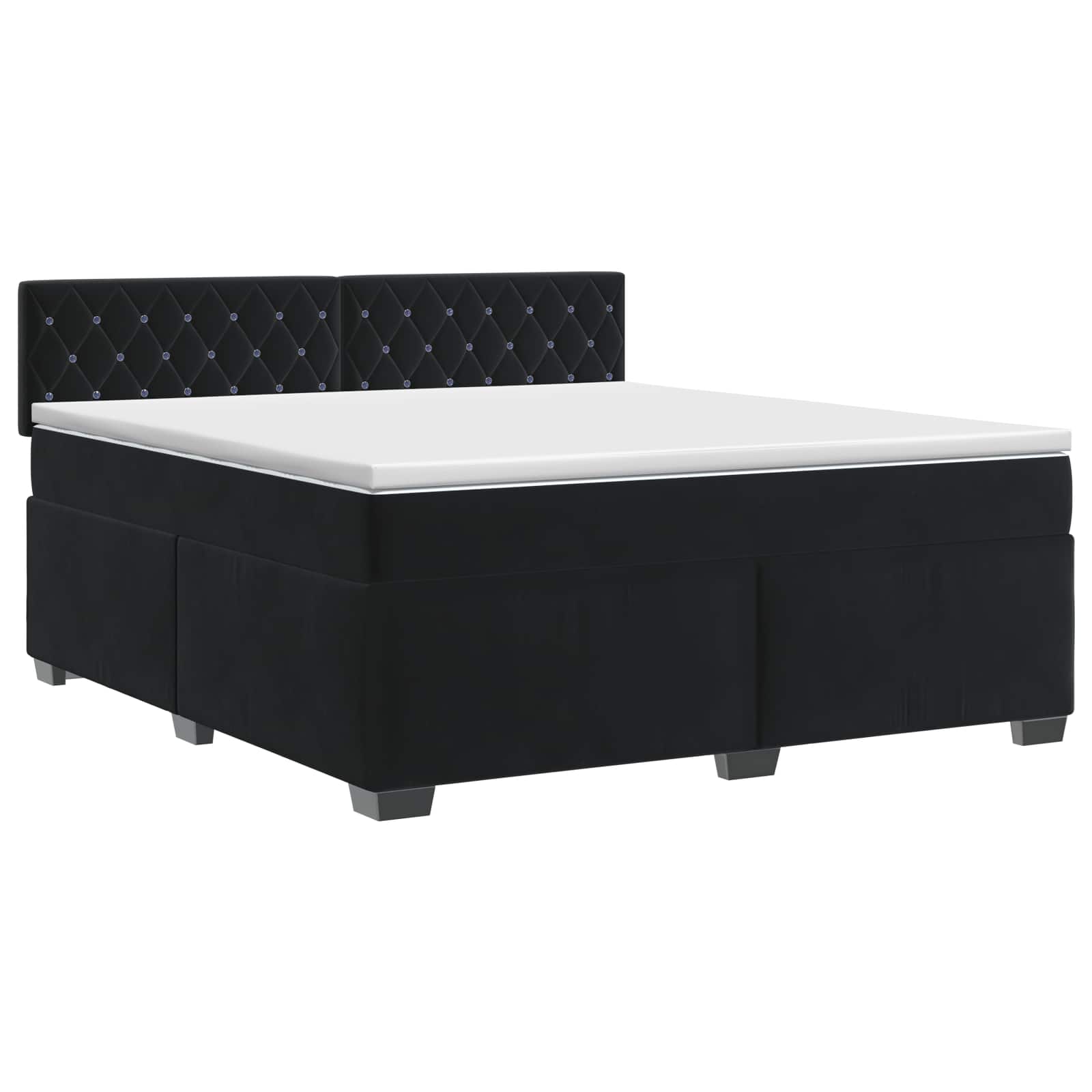 Boxspringbett mit Matratze Schwarz 160 x 200 cm Samt