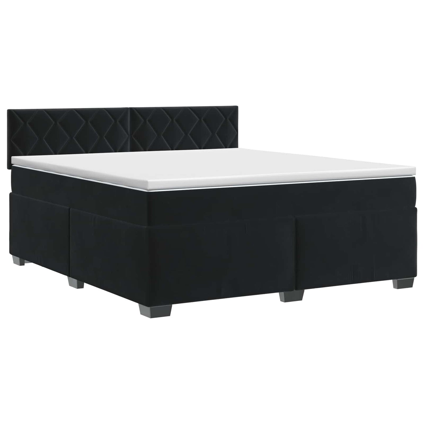 Boxspringbett mit Matratze Schwarz 160 x 200 cm Samt
