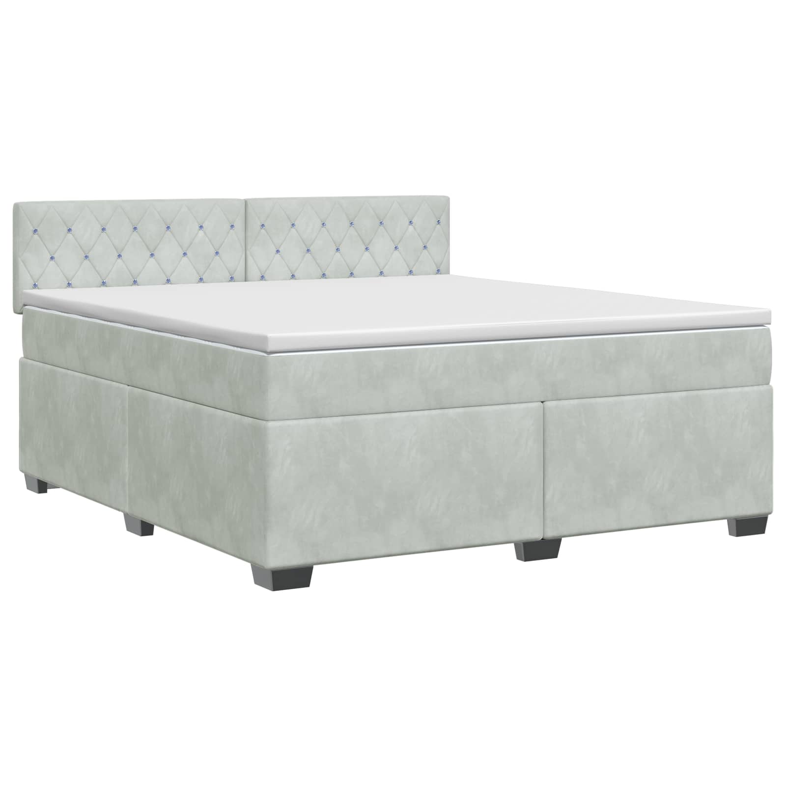 Boxspringbett mit Matratze Hellgrau 180 x 200 cm Samt