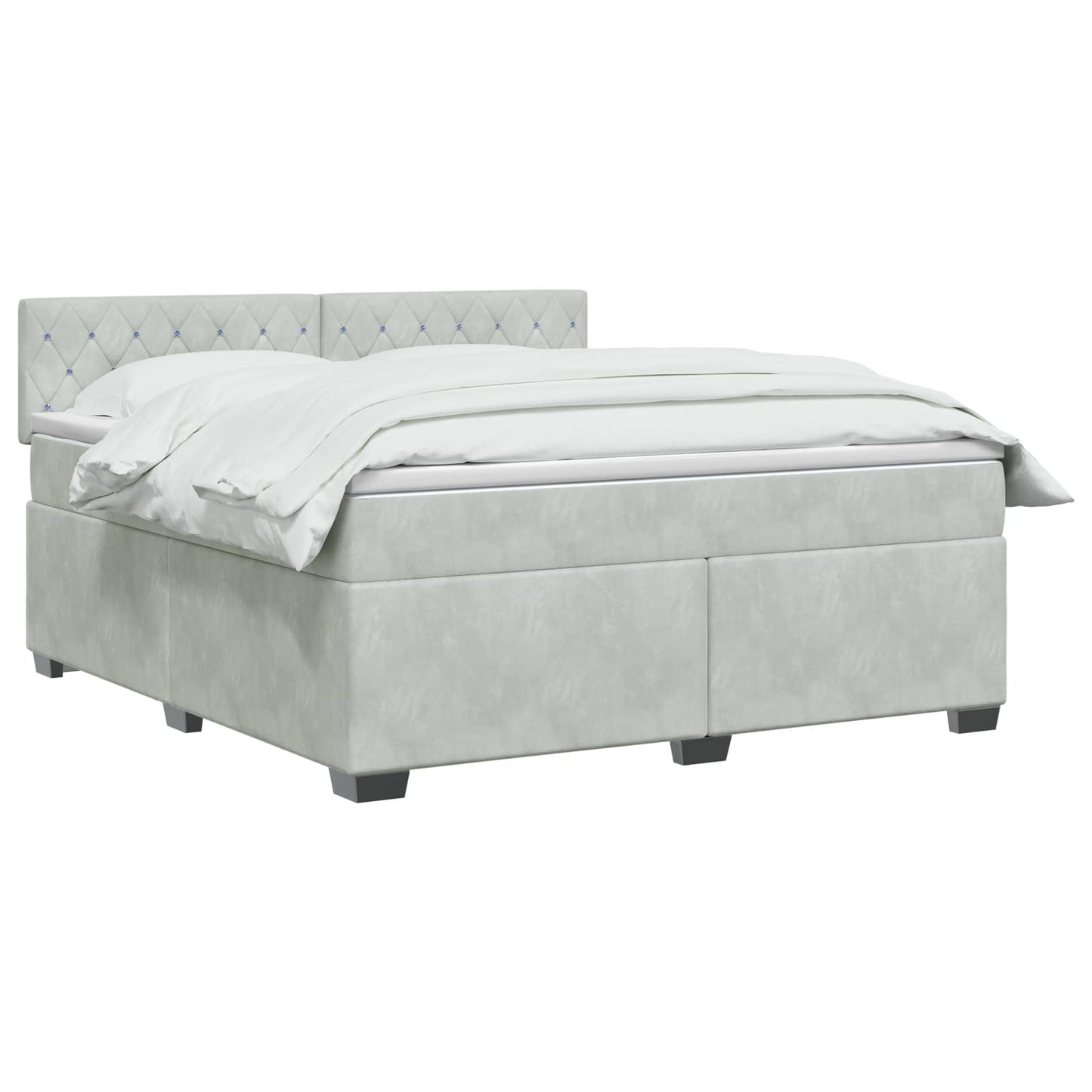 Boxspringbett mit Matratze Hellgrau 180 x 200 cm Samt