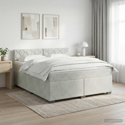 Boxspringbett mit Matratze Hellgrau 180 x 200 cm Samt