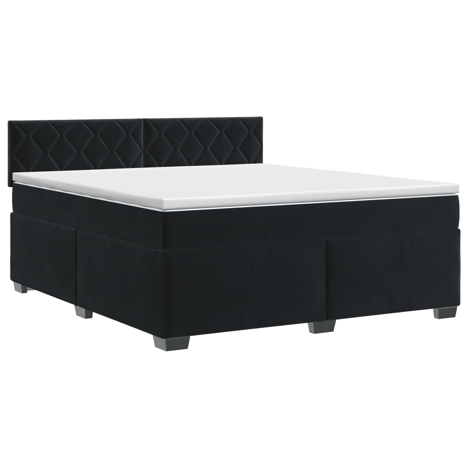 Boxspringbett mit Matratze Schwarz 180 x 200 cm Samt