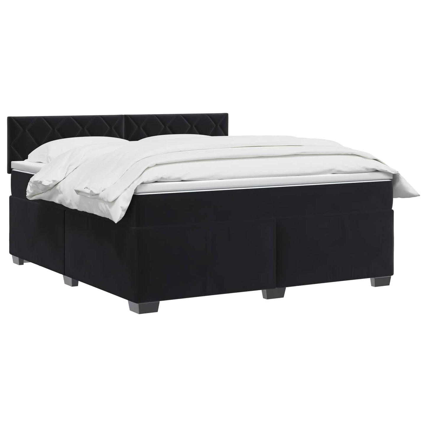 Boxspringbett mit Matratze Schwarz 180 x 200 cm Samt