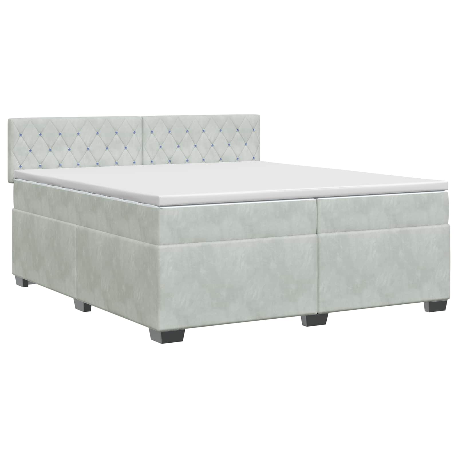 Boxspringbett mit Matratze Hellgrau 200 x 200 cm Samt