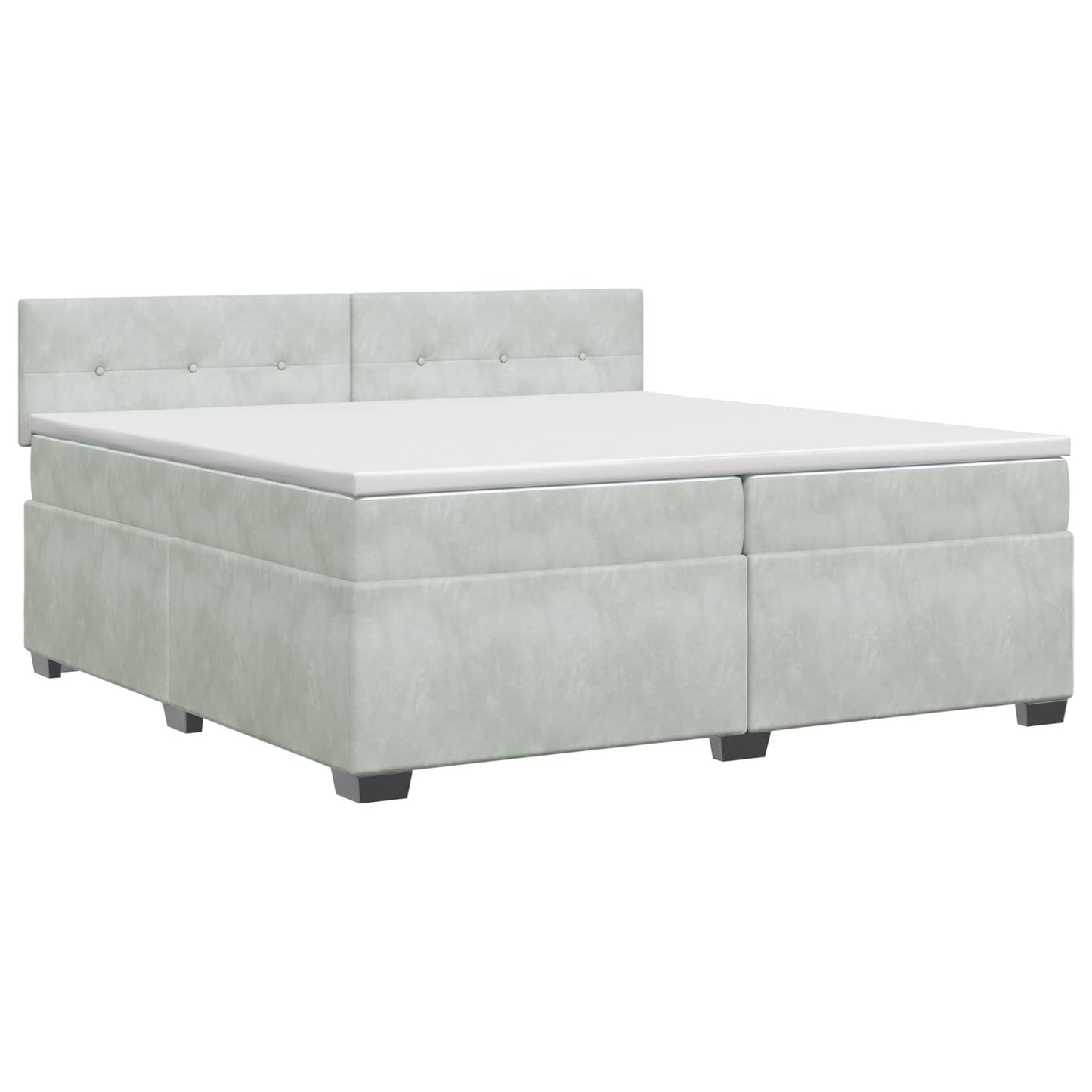 Boxspringbett mit Matratze Hellgrau 200 x 200 cm Samt
