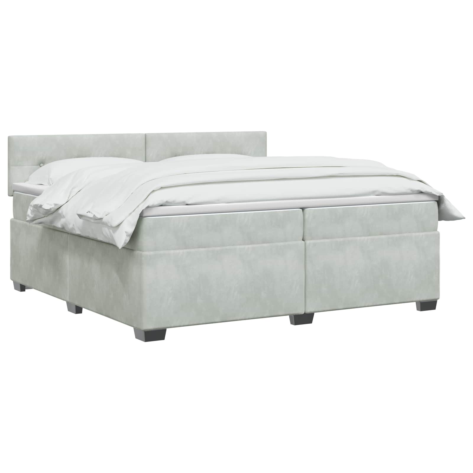 Boxspringbett mit Matratze Hellgrau 200 x 200 cm Samt