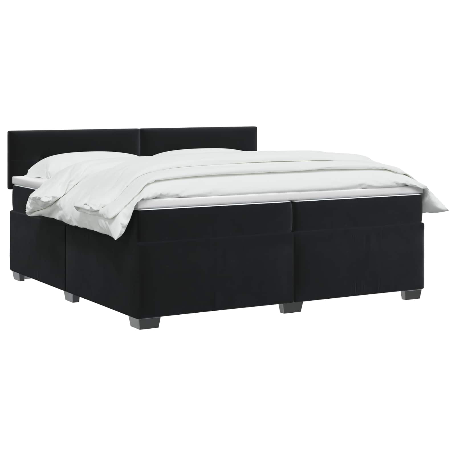 Boxspringbett mit Matratze Schwarz 200 x 200 cm Samt