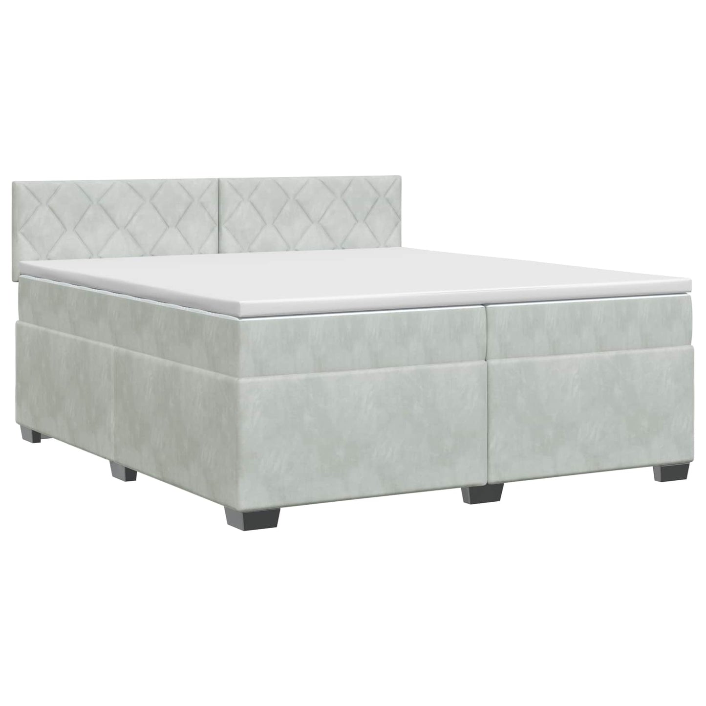 Boxspringbett mit Matratze Hellgrau 200 x 200 cm Samt