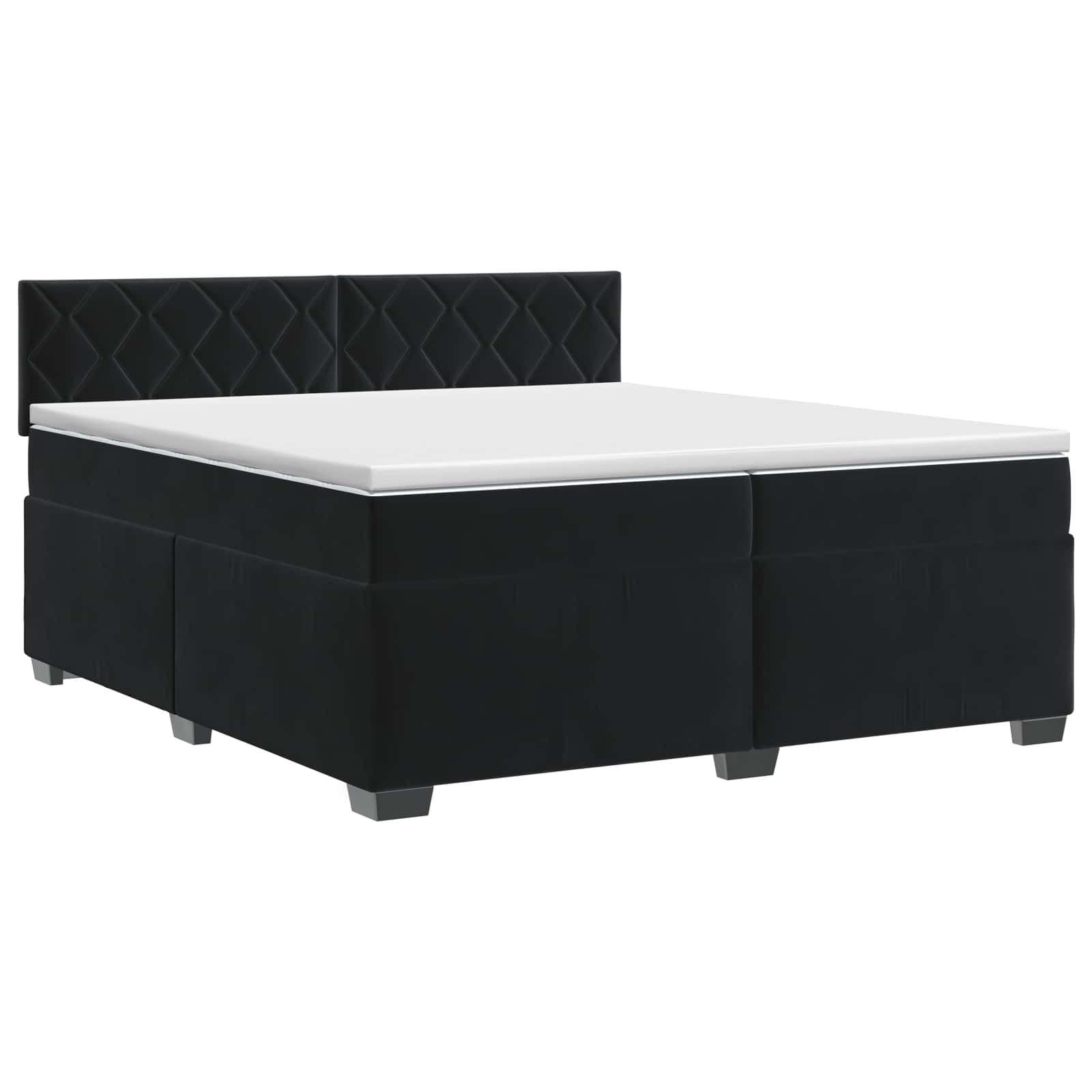 Boxspringbett mit Matratze Schwarz 200 x 200 cm Samt