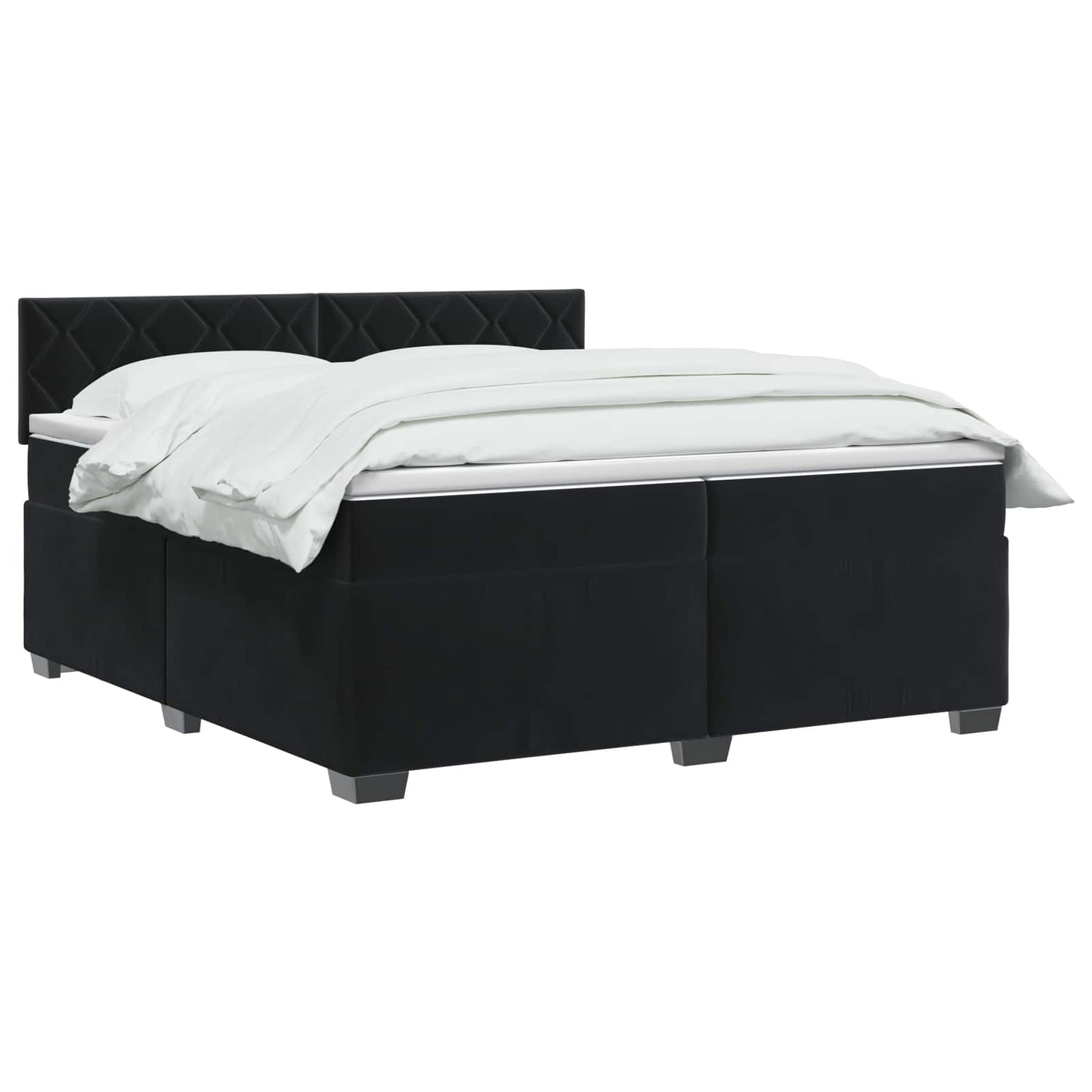 Boxspringbett mit Matratze Schwarz 200 x 200 cm Samt