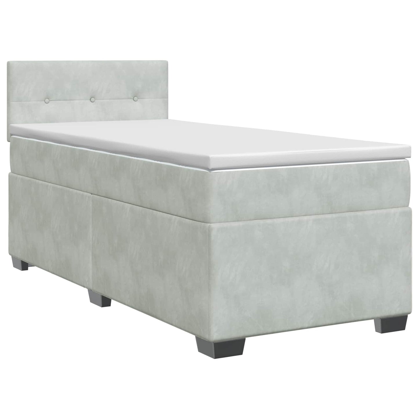 Boxspringbett mit Matratze Hellgrau 90 x 190 cm Samt