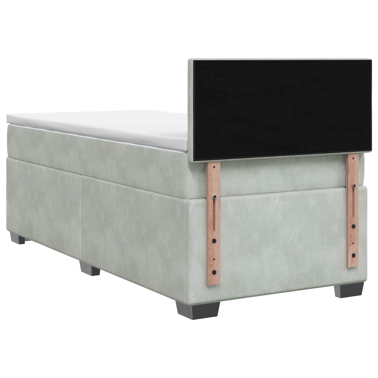 Boxspringbett mit Matratze Hellgrau 90 x 190 cm Samt