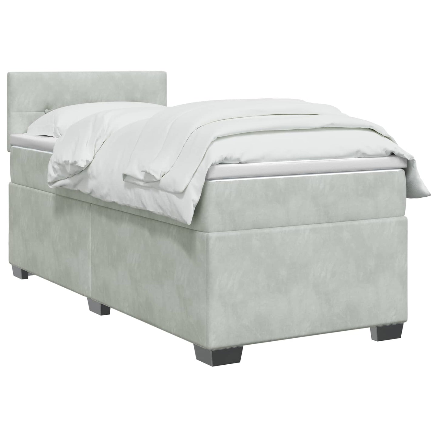 Boxspringbett mit Matratze Hellgrau 90 x 190 cm Samt