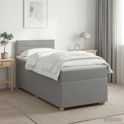 Boxspringbett mit Matratze Hellgrau 90 x 190 cm Stoff