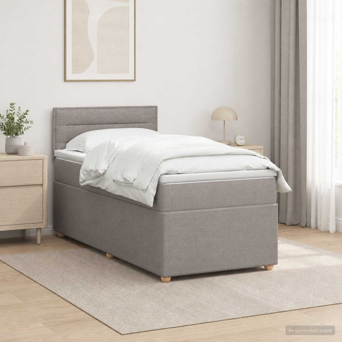 Boxspringbett mit Matratze mit Kopfteil Taupe 90 x 190 cm Stoff