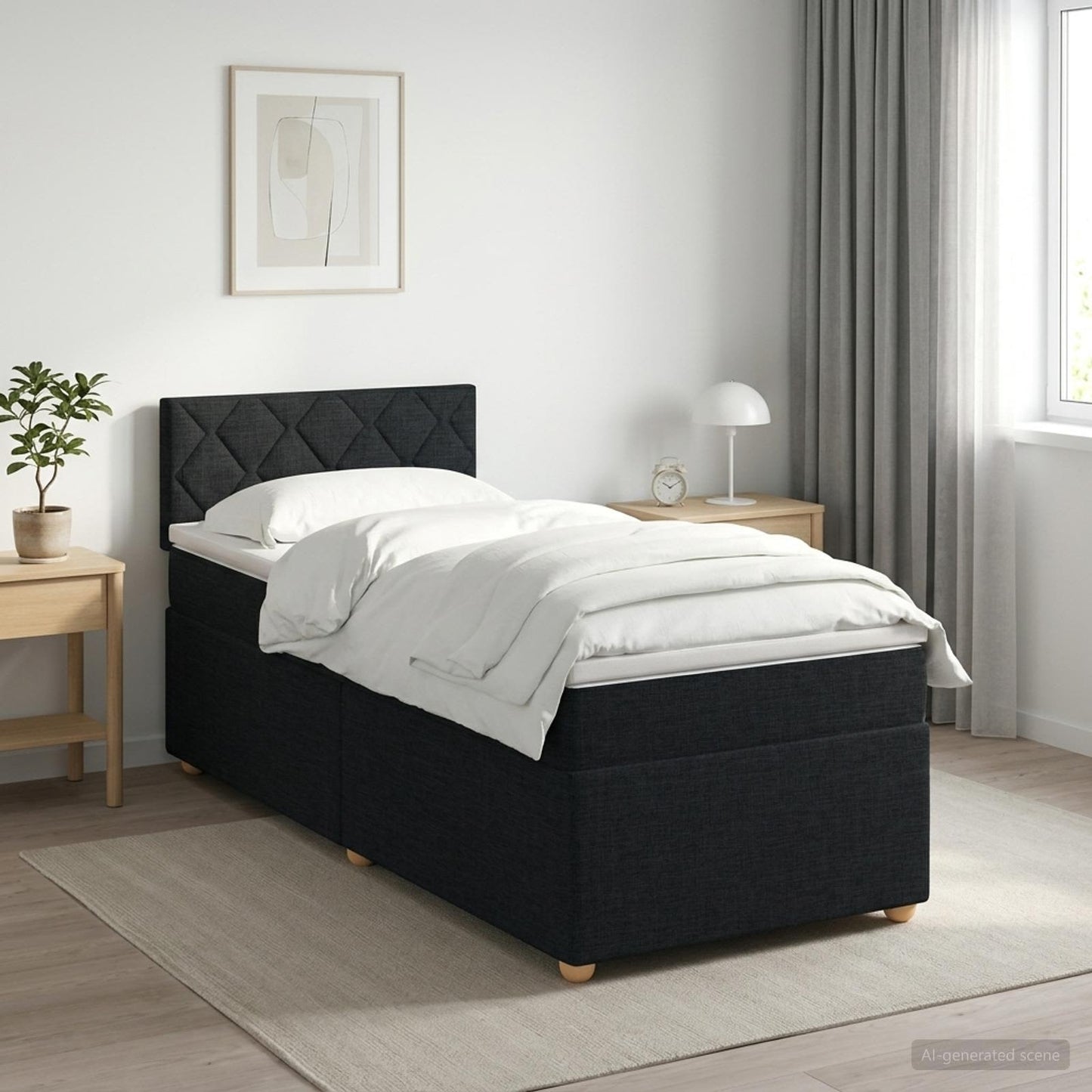 Boxspringbett mit Matratze Schwarz 80 x 200 cm Stoff