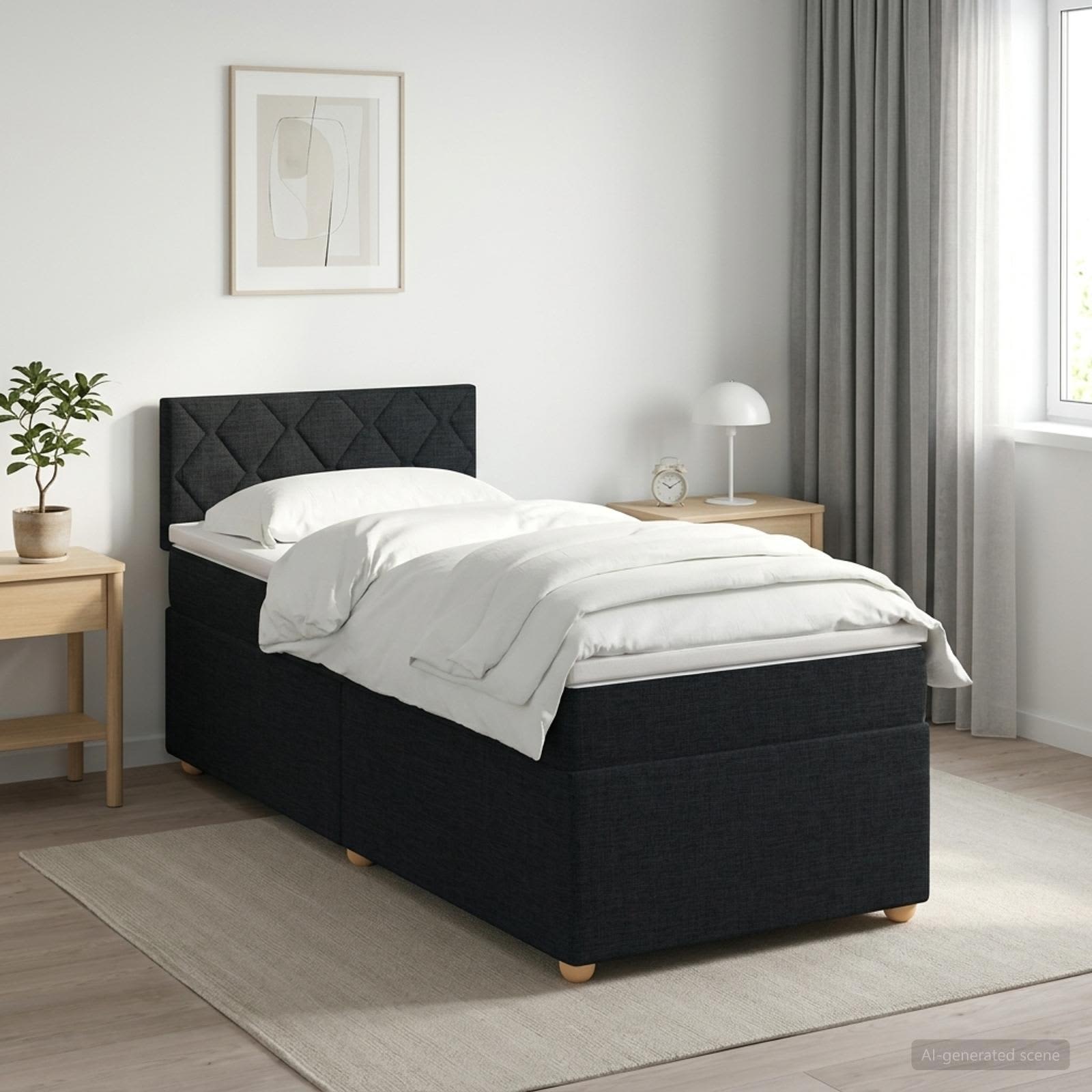 Boxspringbett mit Matratze Schwarz 80 x 200 cm Stoff
