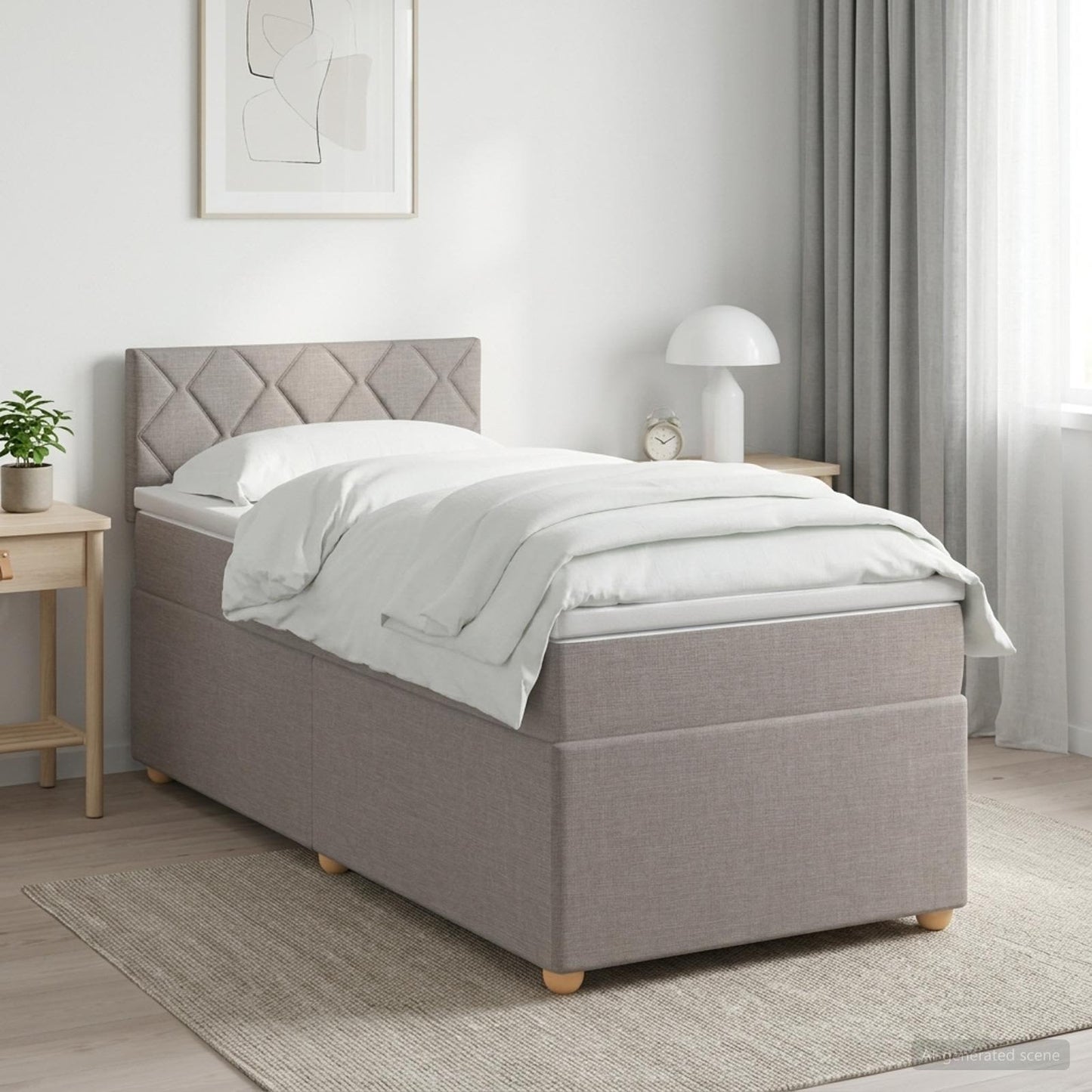 Boxspringbett mit Matratze mit Kopfteil Taupe 90 x 190 cm Stoff