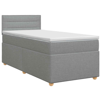 Boxspringbett mit Matratze Hellgrau 90 x 190 cm Stoff