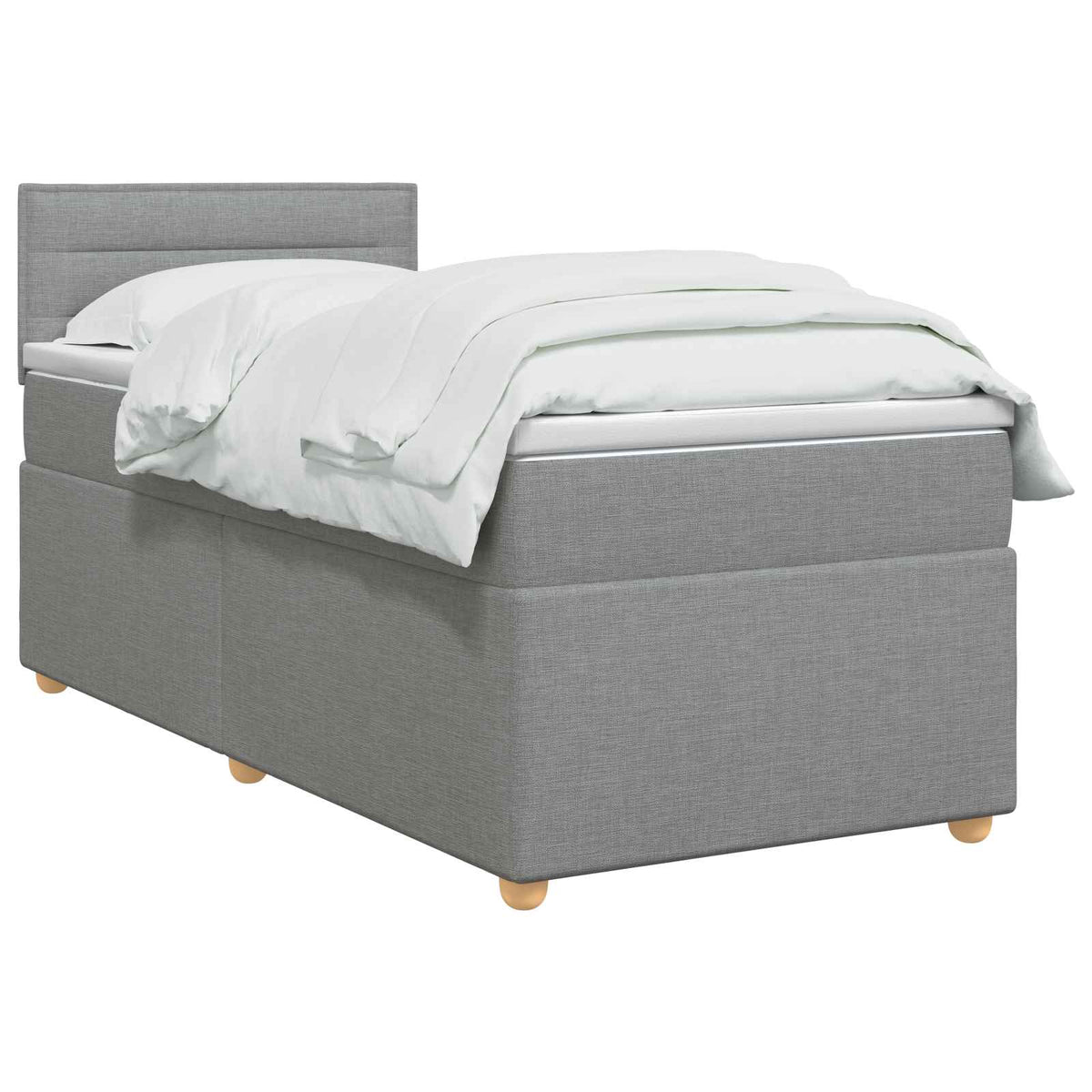 Boxspringbett mit Matratze Hellgrau 90 x 200 cm Stoff