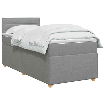 Boxspringbett mit Matratze Hellgrau 90 x 200 cm Stoff