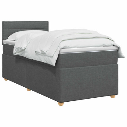Boxspringbett mit Matratze Dunkelgrau 90 x 200 cm Stoff