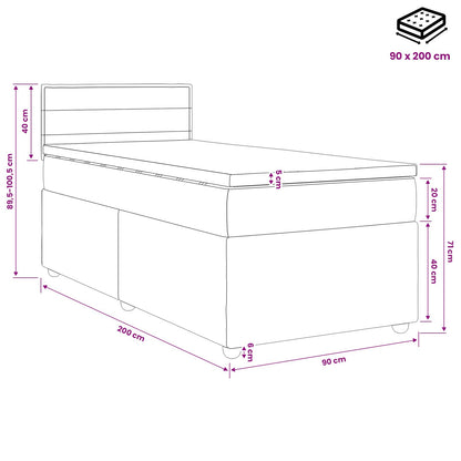 Boxspringbett mit Matratze mit Kopfteil Taupe 90 x 200 cm Stoff
