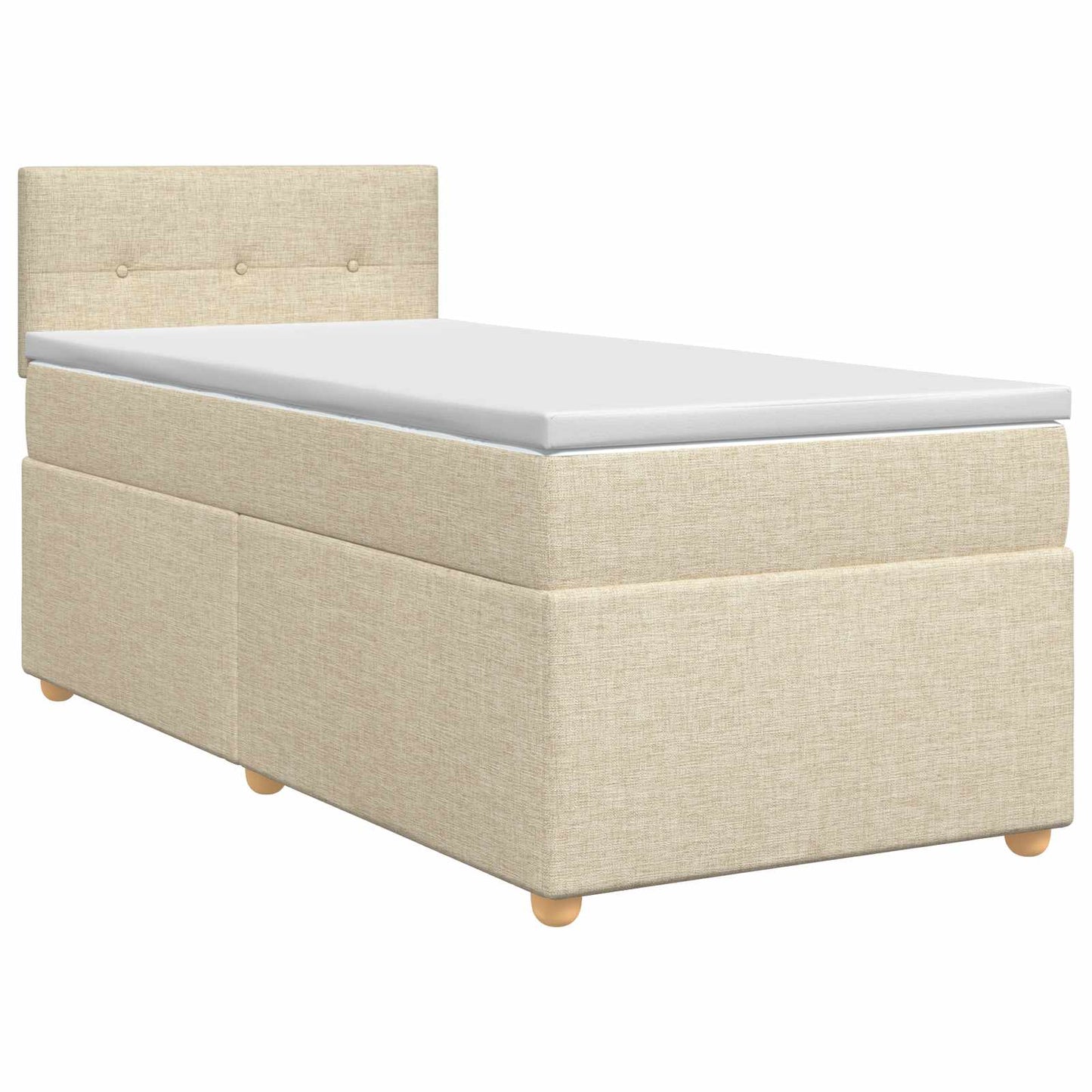 Boxspringbett mit Matratze mit Kopfteil Creme 90 x 200 cm Stoff