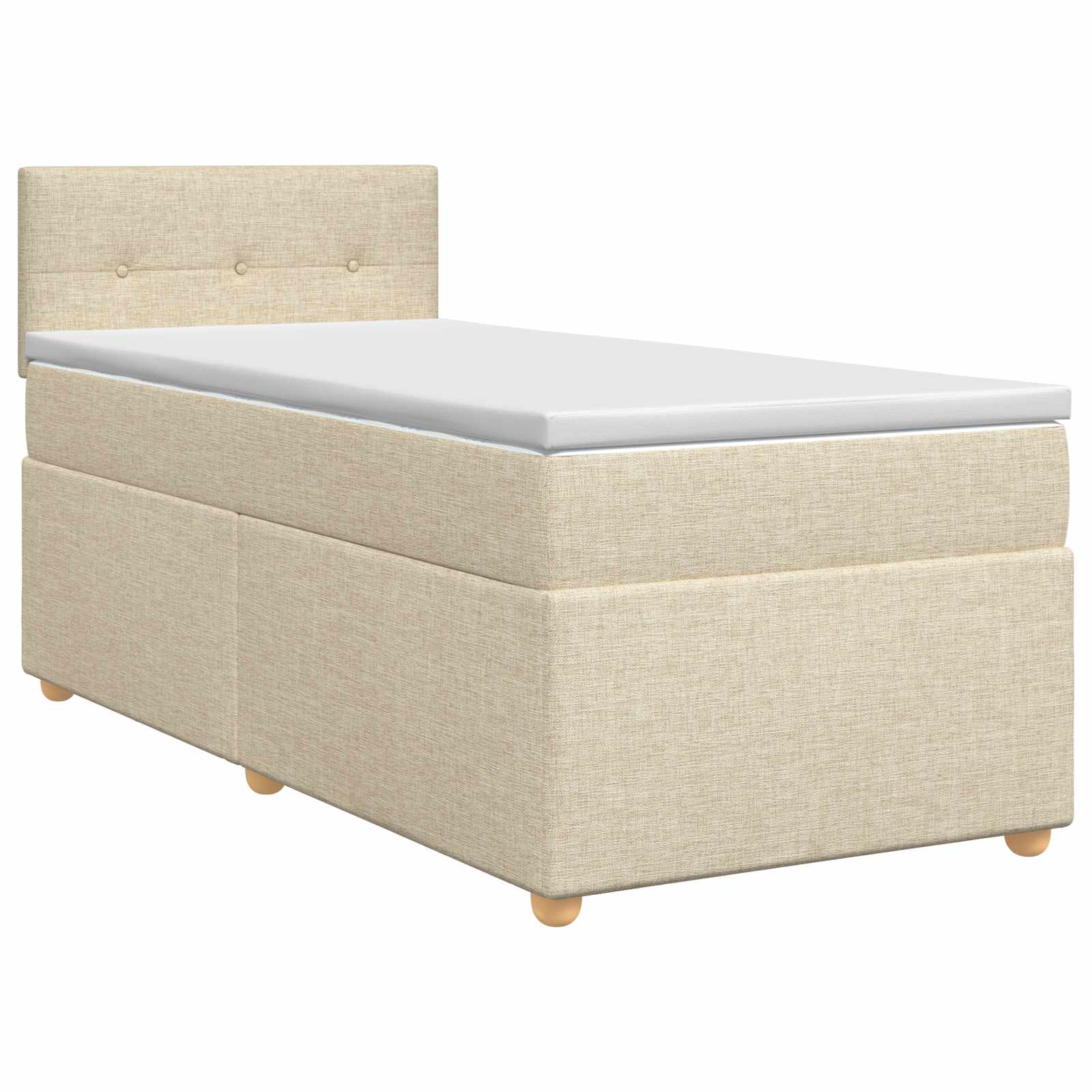Boxspringbett mit Matratze mit Kopfteil Creme 90 x 200 cm Stoff