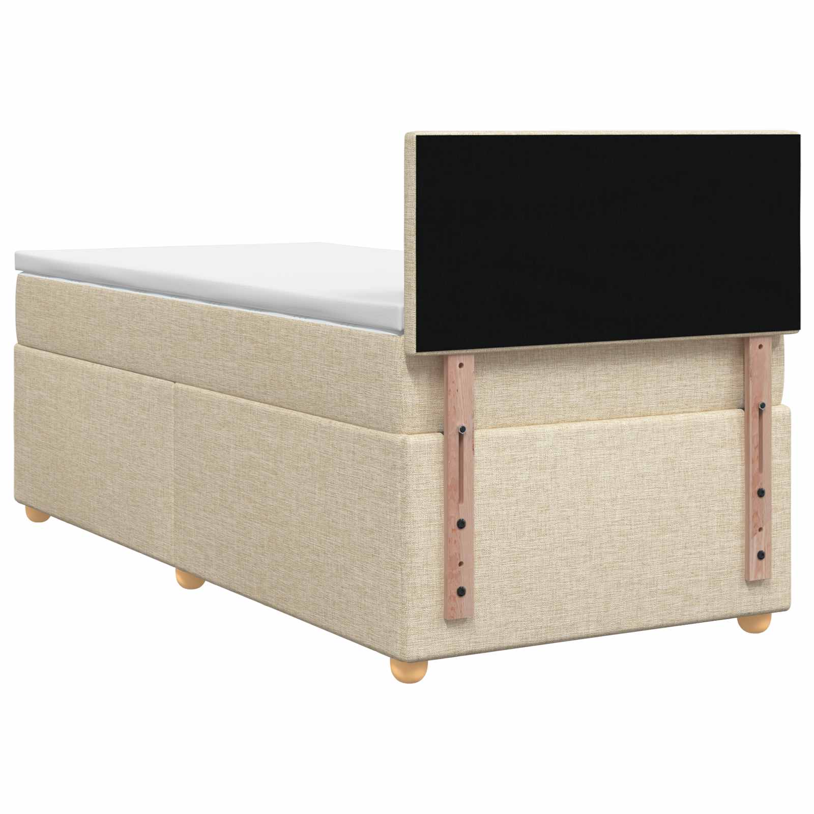 Boxspringbett mit Matratze mit Kopfteil Creme 90 x 200 cm Stoff