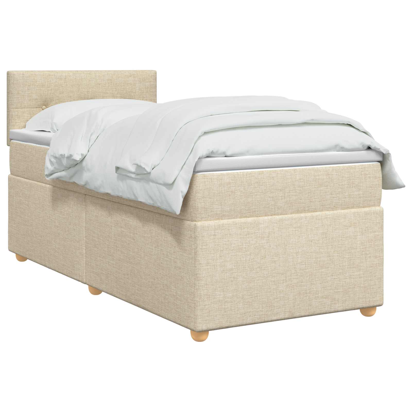 Boxspringbett mit Matratze mit Kopfteil Creme 90 x 200 cm Stoff