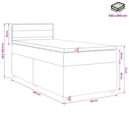 Boxspringbett mit Matratze Schwarz 100 x 200 cm Stoff