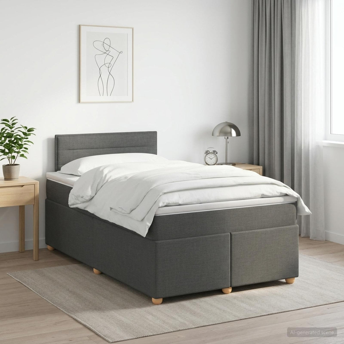 Boxspringbett mit Matratze Dunkelgrau 120 x 200 cm Stoff