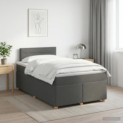 Boxspringbett mit Matratze Dunkelgrau 120 x 200 cm Stoff
